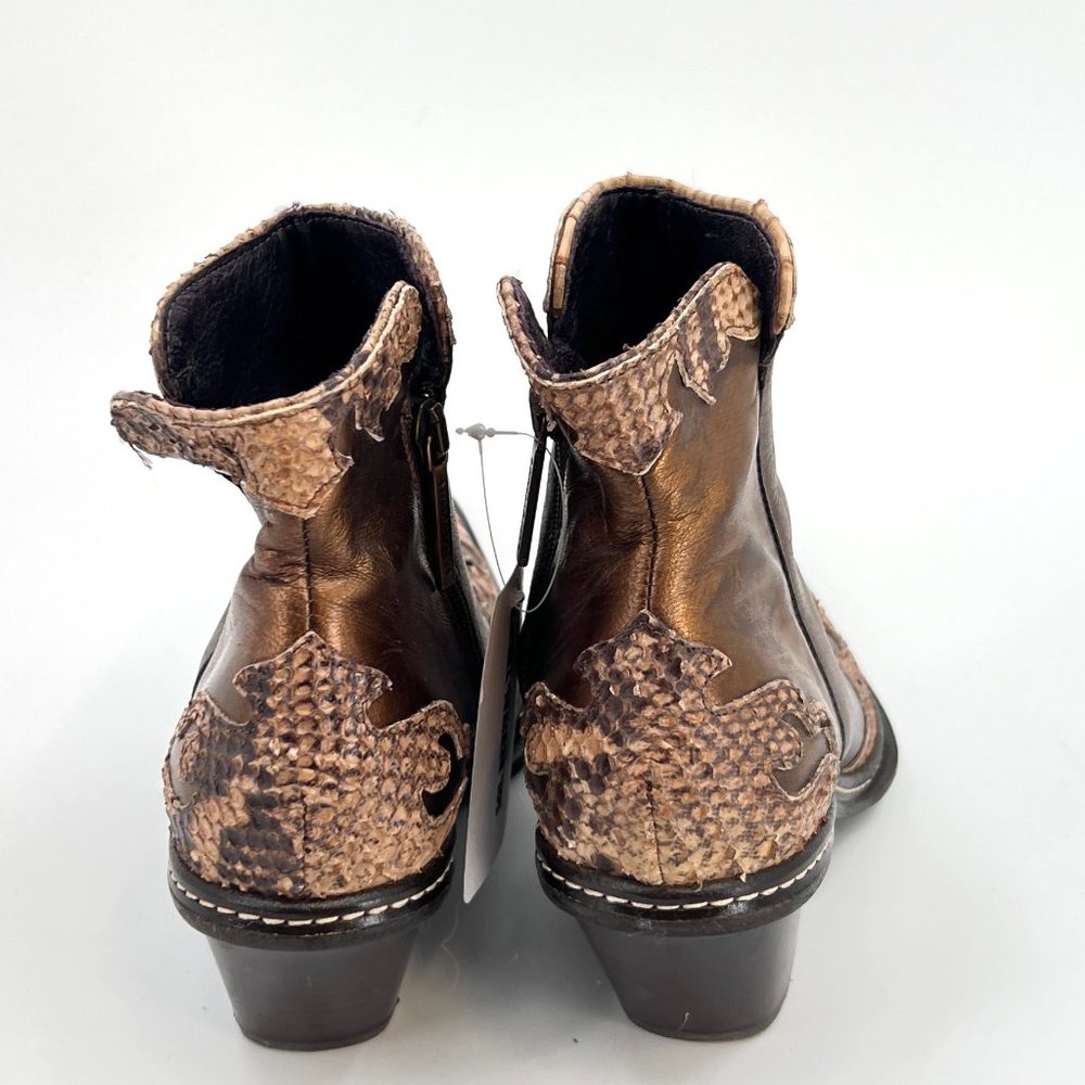 Donal J Pliner Leather Snake Like Embossed Western Boots - Picture 5 of 7